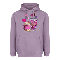 Lavender valentines day heart coffe Heavyweight Hoodie - AdoDesignShop