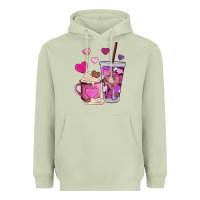 Matcha valentines day heart coffe Heavyweight Hoodie - AdoDesignShop