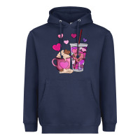 Navy valentines day heart coffe Heavyweight Hoodie - AdoDesignShop