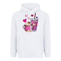 White valentines day heart coffe Heavyweight Hoodie - AdoDesignShop