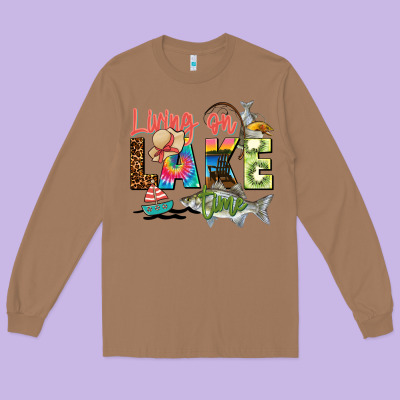 Living On Lake Time Long Sleeve Tee Designed By Zillion Design Studio