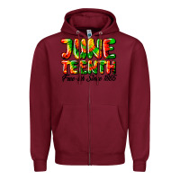 Burgundy juneteenth free ish since 1865 Zipper Hoodie - HRA Design Shop