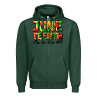 Sports Green juneteenth free ish since 1865 Zipper Hoodie - HRA Design Shop
