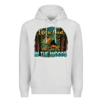 Dove Grey life is good in the woods Premium Hoodie - NancyCooperArtShop