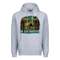 Heather Grey life is good in the woods Premium Hoodie - NancyCooperArtShop