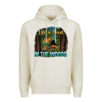 Oatmeal Heather life is good in the woods Premium Hoodie - NancyCooperArtShop