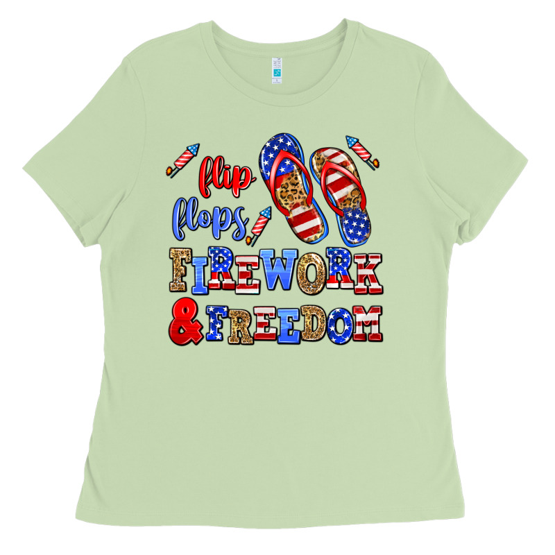 Flip Flops Fireworks And Freedom Ladies Tee by AdoDesignShop | Teevron