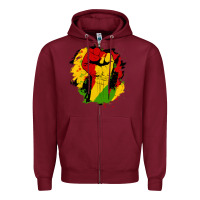 Burgundy juneteenth fist Zipper Hoodie - HRA Design Shop