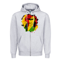Heather Grey juneteenth fist Zipper Hoodie - HRA Design Shop
