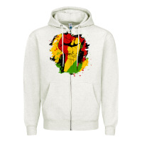 Oatmeal Heather juneteenth fist Zipper Hoodie - HRA Design Shop