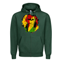 Sports Green juneteenth fist Zipper Hoodie - HRA Design Shop