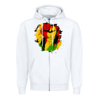 White juneteenth fist Zipper Hoodie - HRA Design Shop
