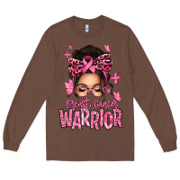 Chestnut brest cancer warrior afro messy bun Long Sleeve Tee - texasbilliewilder