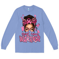 Colony Blue brest cancer warrior afro messy bun Long Sleeve Tee - texasbilliewilder