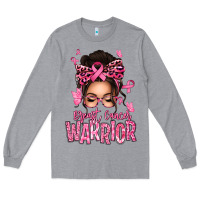 Heather Grey brest cancer warrior afro messy bun Long Sleeve Tee - texasbilliewilder