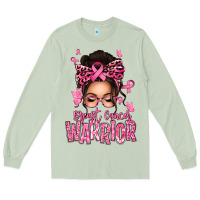 Matcha brest cancer warrior afro messy bun Long Sleeve Tee - texasbilliewilder