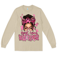 Mushroom brest cancer warrior afro messy bun Long Sleeve Tee - texasbilliewilder