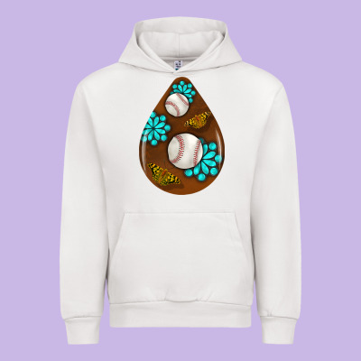 Baseball And Western Roses Teardrop  1 Urban Hoodie Designed By Bundleandbundleshop