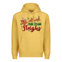 Antique Gold our team sleigh Premium Hoodie - MaliasSmallBusiness