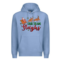 Colony Blue our team sleigh Premium Hoodie - MaliasSmallBusiness