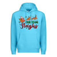 Ocean Blue our team sleigh Premium Hoodie - MaliasSmallBusiness