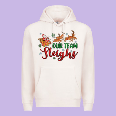 Our Team Sleigh Premium Hoodie Designed By Maliassmallbusiness