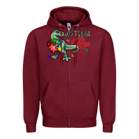 Burgundy autism rex Zipper Hoodie - CowhideDigitalArt
