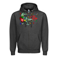 Charcoal Heather autism rex Zipper Hoodie - CowhideDigitalArt