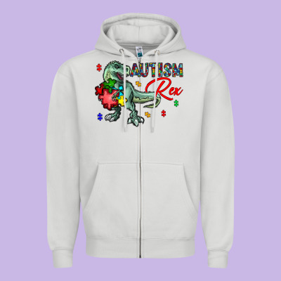 Autism Rex Zipper Hoodie Designed By Cowhidedigitalart