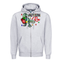 Heather Grey autism rex Zipper Hoodie - CowhideDigitalArt