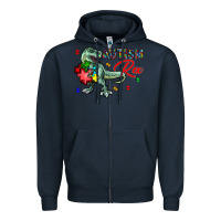 Navy autism rex Zipper Hoodie - CowhideDigitalArt