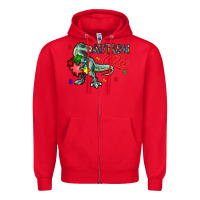 Red autism rex Zipper Hoodie - CowhideDigitalArt