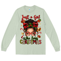 Matcha just a girl who loves christmas afro messy bun Long Sleeve Tee - texasbilliewilder