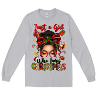 Moon Dust just a girl who loves christmas afro messy bun Long Sleeve Tee - texasbilliewilder