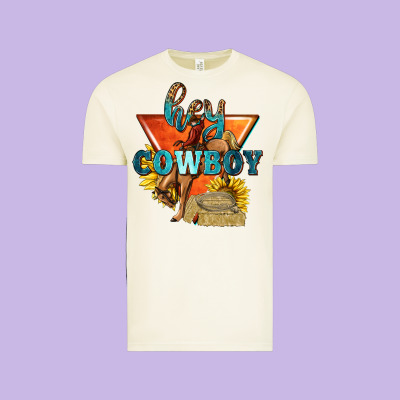 Vintage Tee hey cowboy with sunflowers
