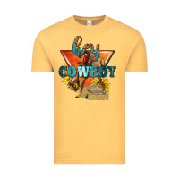 Vintage Mustard hey cowboy with sunflowers Vintage Tee - texasbilliewilder