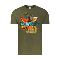 Vintage Olive hey cowboy with sunflowers Vintage Tee - texasbilliewilder