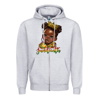 Heather Grey juneteenth black girl Zipper Hoodie - HRA Design Shop