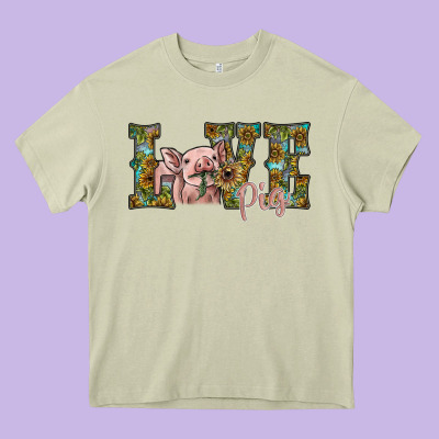 Love Pig Heavy Core Tee Designed By Sublimationcraftshop
