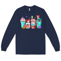 Navy ariel coffee cups Long Sleeve Tee - Zillion Design Studio