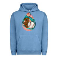 Pigment Pebble Blue baseball and western roses teardrop  3 Urban Hoodie - BundleAndBundleShop