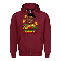 Burgundy juneteenth 1865 black boy Zipper Hoodie - HRA Design Shop