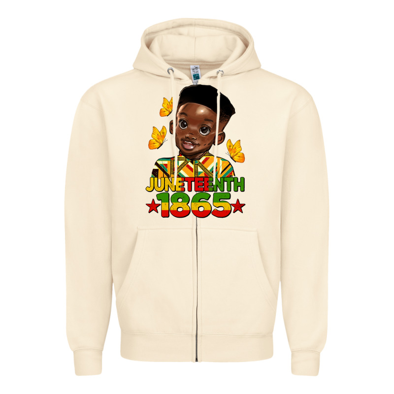 Juneteenth 1865 Black Boy Zipper Hoodie by HRA Design Shop | Teevron