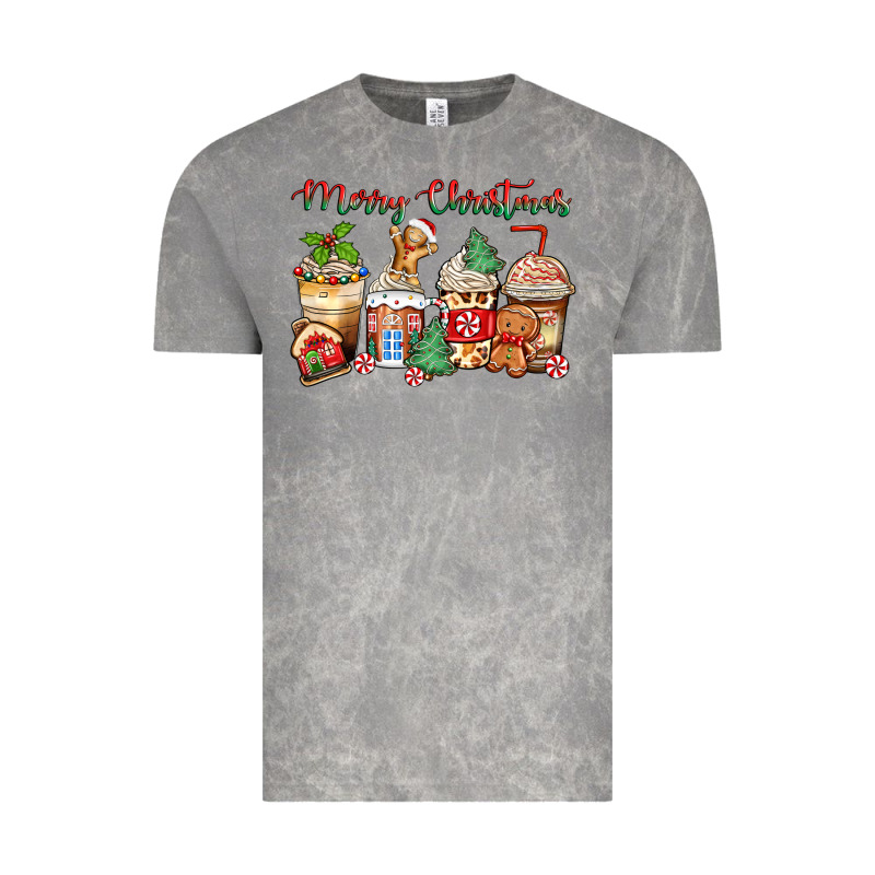 Merry Christmas Gingerbread Coffee Cups Vintage Tee by Zillion Design Studio | Teevron