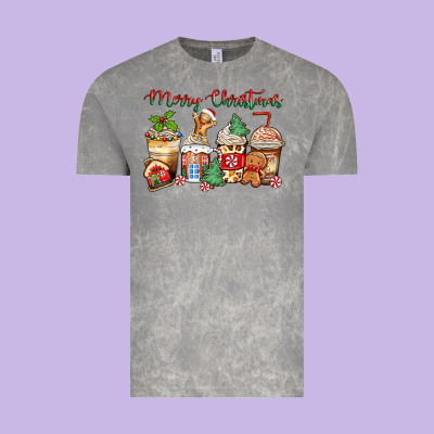 Merry Christmas Gingerbread Coffee Cups Vintage Tee Designed By Zillion Design Studio