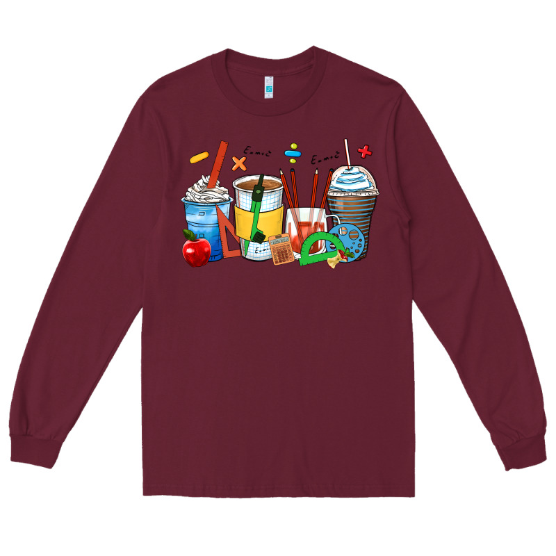 Math Teacher Coffee Cups Long Sleeve Tee by Zillion Design Studio | Teevron