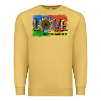 Antique Gold sunflower love autism awareness Premium Sweatshirt - BarkalooDesign