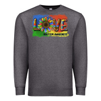 Charcoal Heather sunflower love autism awareness Premium Sweatshirt - BarkalooDesign