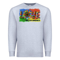 Heather Grey sunflower love autism awareness Premium Sweatshirt - BarkalooDesign