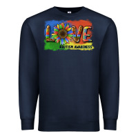 Navy sunflower love autism awareness Premium Sweatshirt - BarkalooDesign